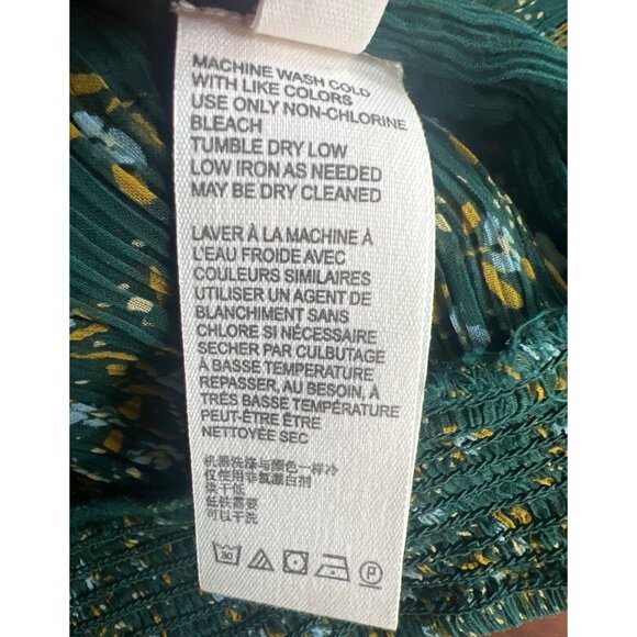 Free People Roma Forest Green Floral Sheer Mock Neck Long Sleeve Blouse Medium - Picture 11 of 15